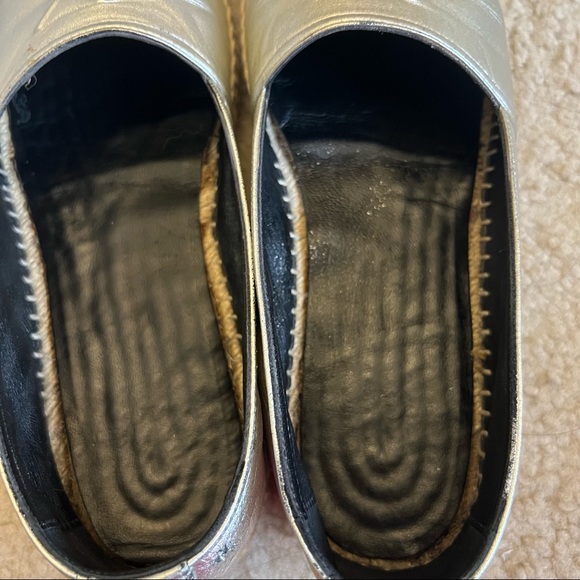 Saint Laurent YSL Logo Espadrille Flat in Silver size 36.5 - Picture 6 of 9